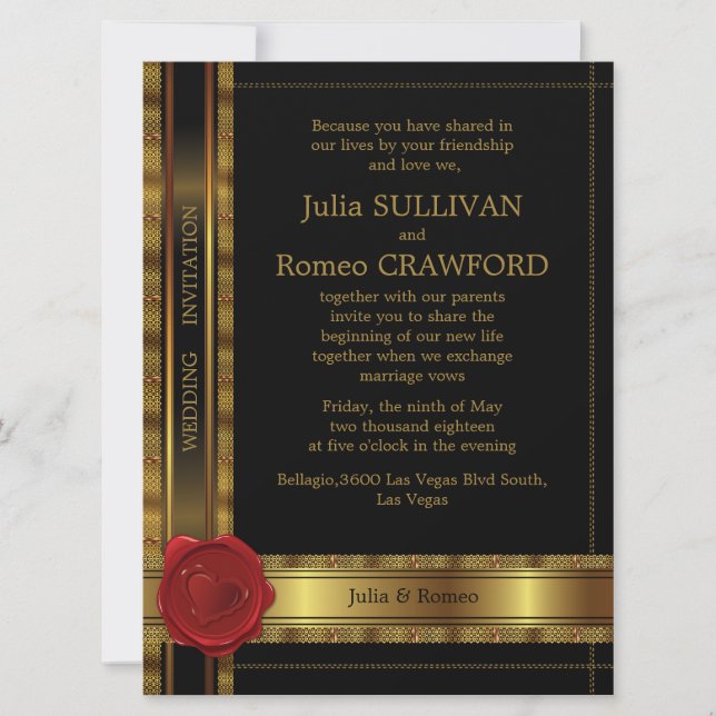 6.5x8.75 Modern Glamour Golden Wedding Invitatio Invitation (Front)