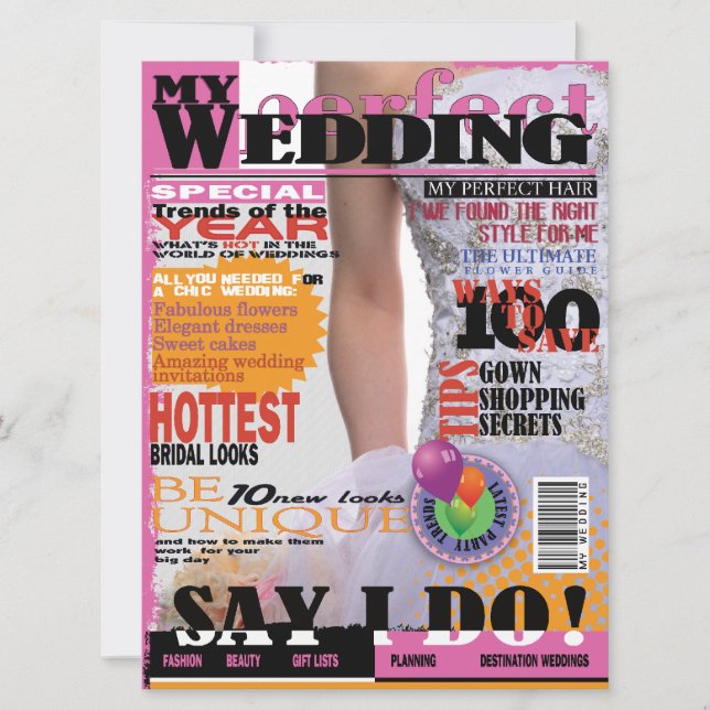 6.5x8.75 Wedding Magazine Cover Page Bridal Shower Invitation (Front)