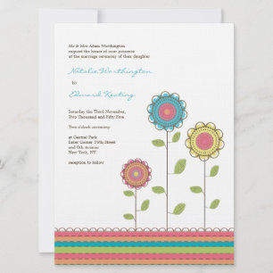 6.5x8.75 Wedding Rainbow Tall Flowers Invitation