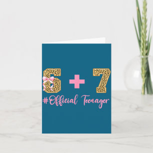 6+7 = 13 Year Old Boys Girls Teenager 13th Birthda Card