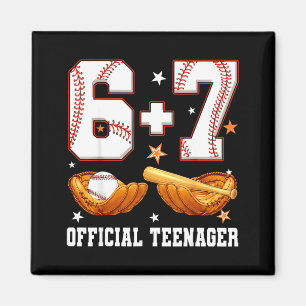 6+7 13 year old teenager baseball boy 13th birthda magnet