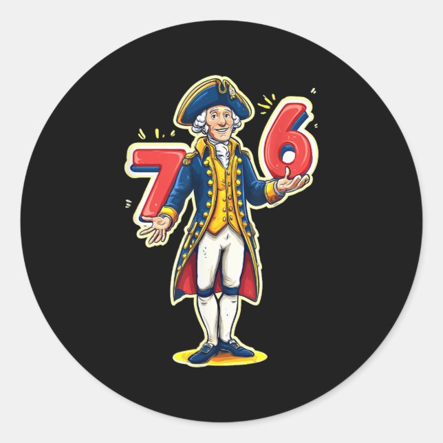 6-7 7-6 Funny George Washington Six Seven Meme  Classic Round Sticker (Front)