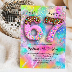 6-7 7th Birthday Girls Party Invitation