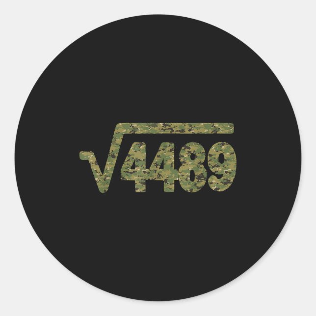 6 7 Army Pattern Meme Square Root 4489 Slang Math  Classic Round Sticker (Front)
