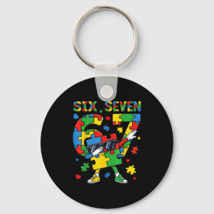 6 7 autism awareness 67 dabbing six seven autism key ring