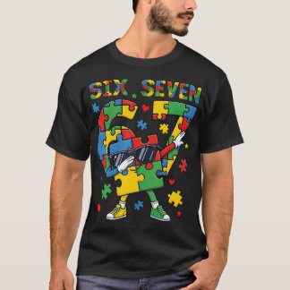 6 7 Autism Awareness 67 Dabbing Six Seven Autism T-Shirt