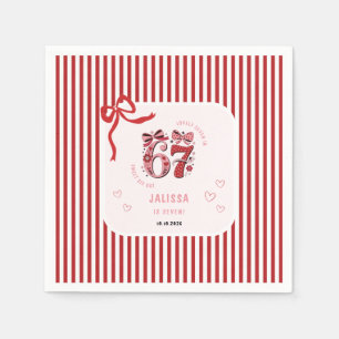 6 7 Birthday for Girls, Pink Kids 7th Birthday Napkin