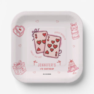 6 7 Birthday for Girls, Pink Six Seven Kids Party  Paper Plate