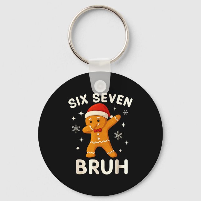 6 7 Bruh Christmas Gingerbread 67 Brainrot Boys Fu Key Ring (Front)