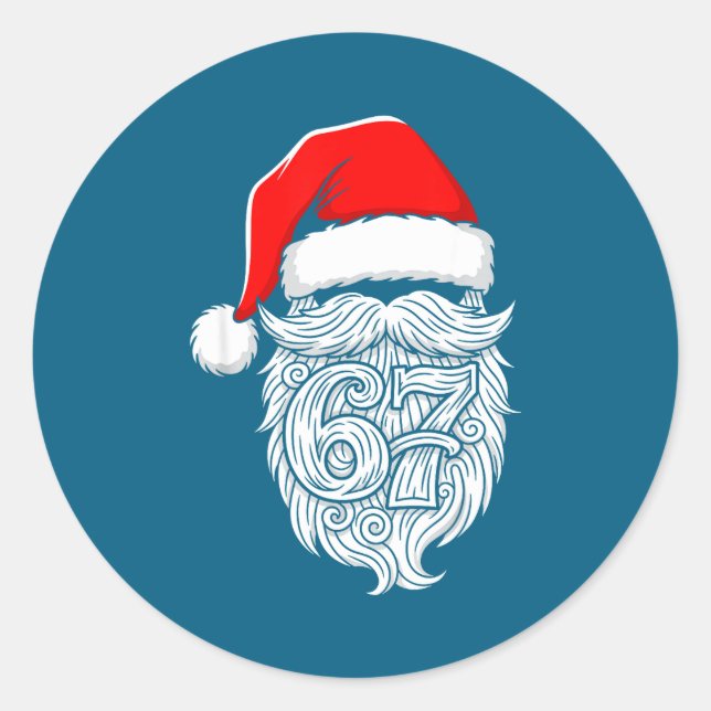 6 7 Christmas 67 Santa Six Seven Christmas Boys Te Classic Round Sticker (Front)