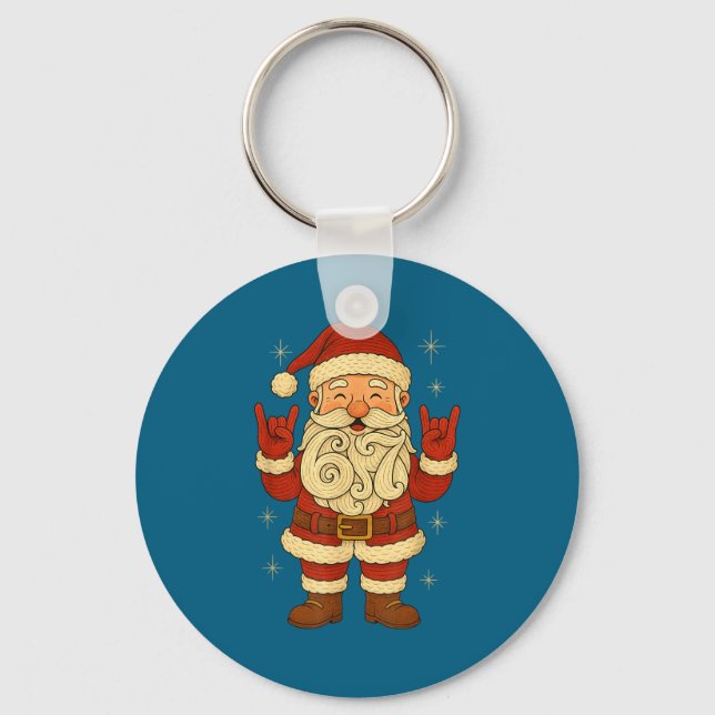 6 7 Christmas 67 Santa Six Seven Funny Meme Boys T Key Ring (Front)