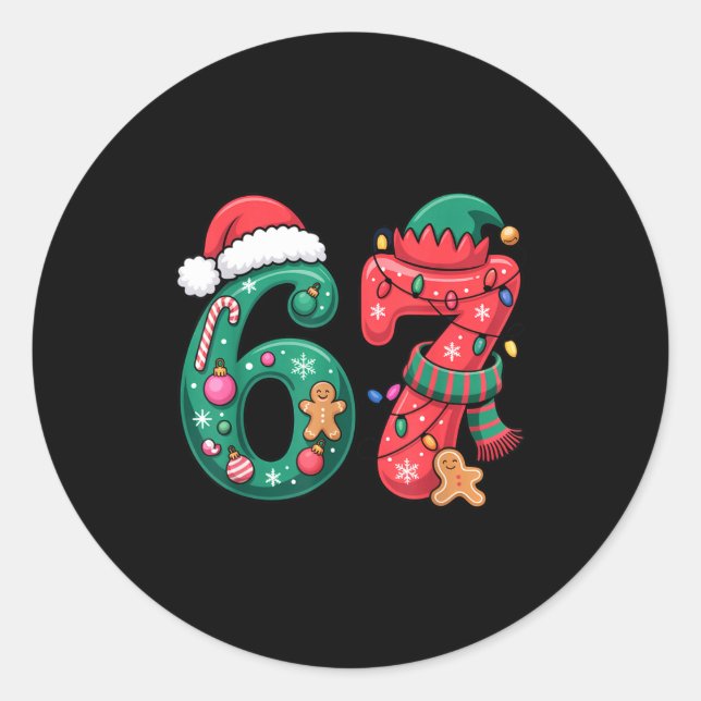 6 7 Christmas Duo Meme Outfit For Funny Holiday Hu Classic Round Sticker (Front)