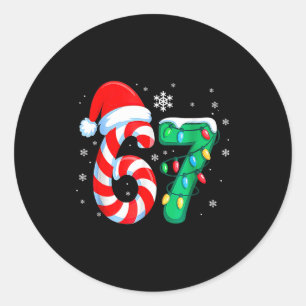 6 7 Christmas Funny Six Seven 67 Meme Men Women Ki Classic Round Sticker