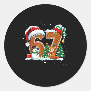 6-7 Christmas Gingerbread Funny Snowman Reindeer 6 Classic Round Sticker