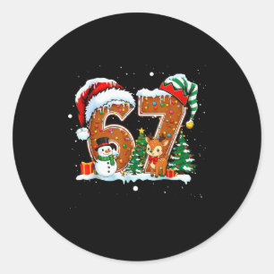 6-7 Christmas Gingerbread Funny Snowman Reindeer 6 Classic Round Sticker