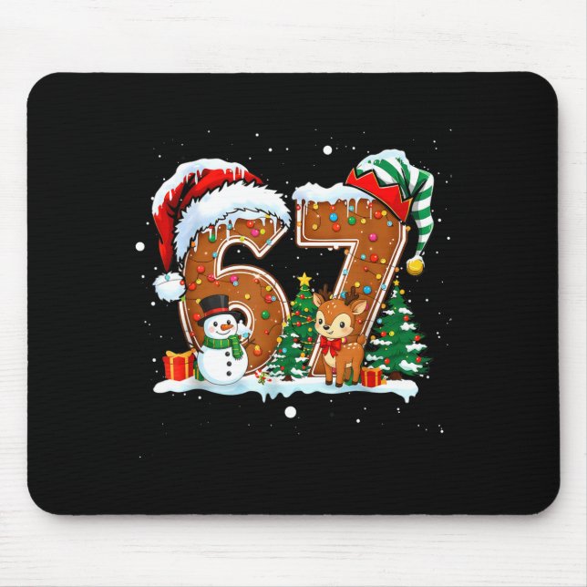 6-7 Christmas Gingerbread Funny Snowman Reindeer 6 Mouse Mat (Front)