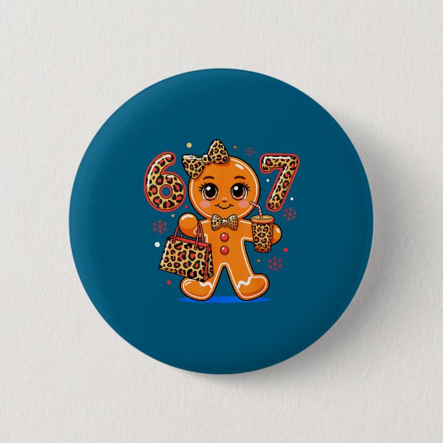 6 7 Christmas Leopard Gingerbread  6 Cm Round Badge (Front)