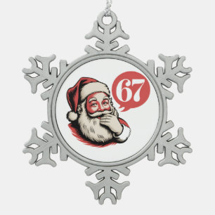 6 7 Christmas Six Seven Brainrot Santa Claus Snowflake Pewter Christmas Ornament