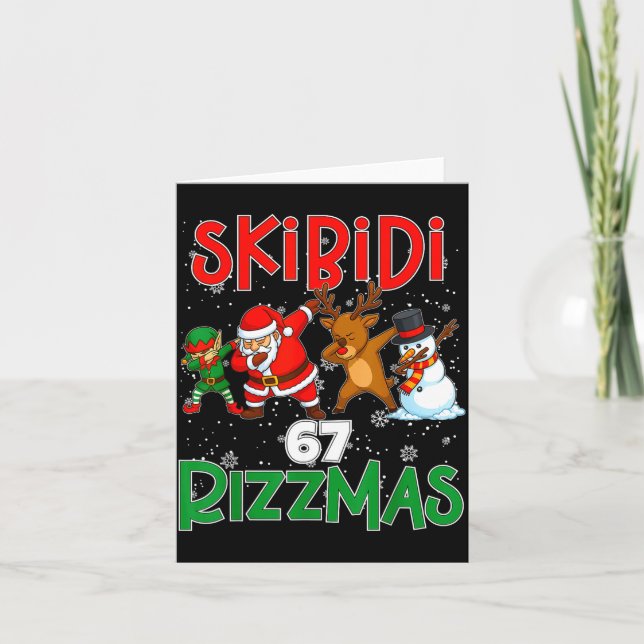 6 7 Christmas Skibidi Rizzmas 67 Meme Gen Alpha Sl Card (Front)