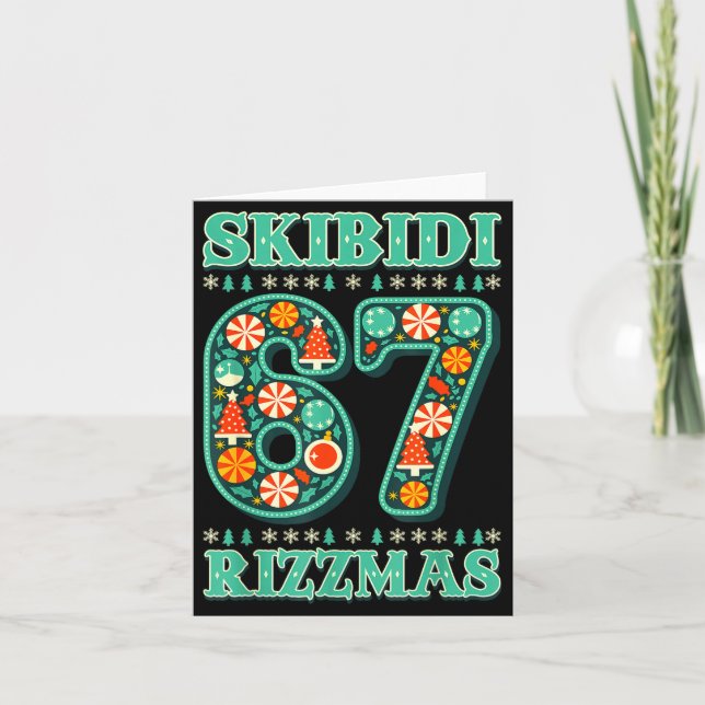 6 7 Christmas Skibidi Rizzmas 67 Meme Gen Alpha Sl Card (Front)