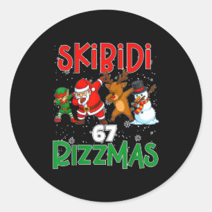 6 7 Christmas Skibidi Rizzmas 67 Meme Gen Alpha Sl Classic Round Sticker