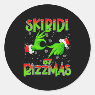 6 7 Christmas Skibidi Rizzmas 67 Meme Gen Alpha Sl Classic Round Sticker