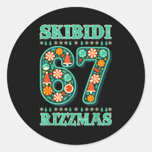 6 7 Christmas Skibidi Rizzmas 67 Meme Gen Alpha Sl Classic Round Sticker