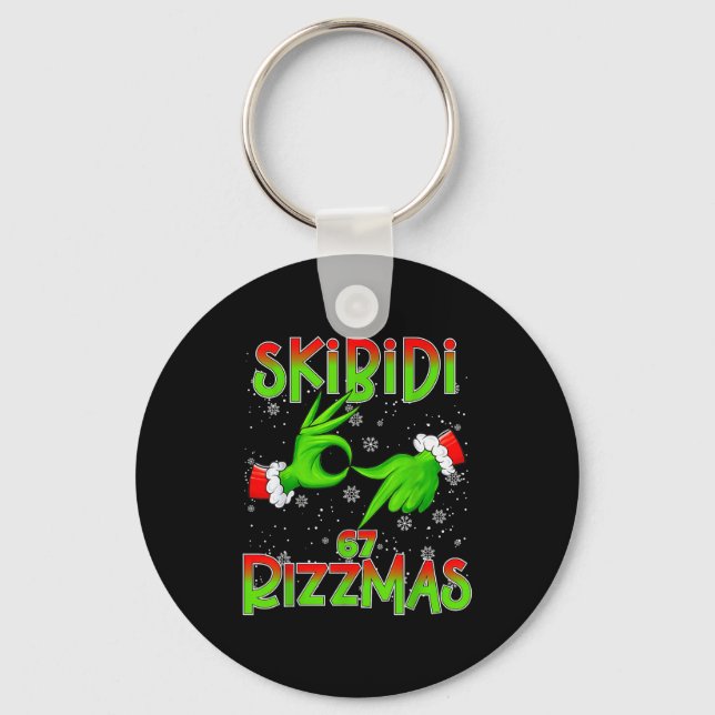 6 7 Christmas Skibidi Rizzmas 67 Meme Gen Alpha Sl Key Ring (Front)