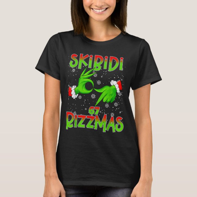 6 7 Christmas Skibidi Rizzmas 67 Meme Gen Alpha Sl T-Shirt (Front)