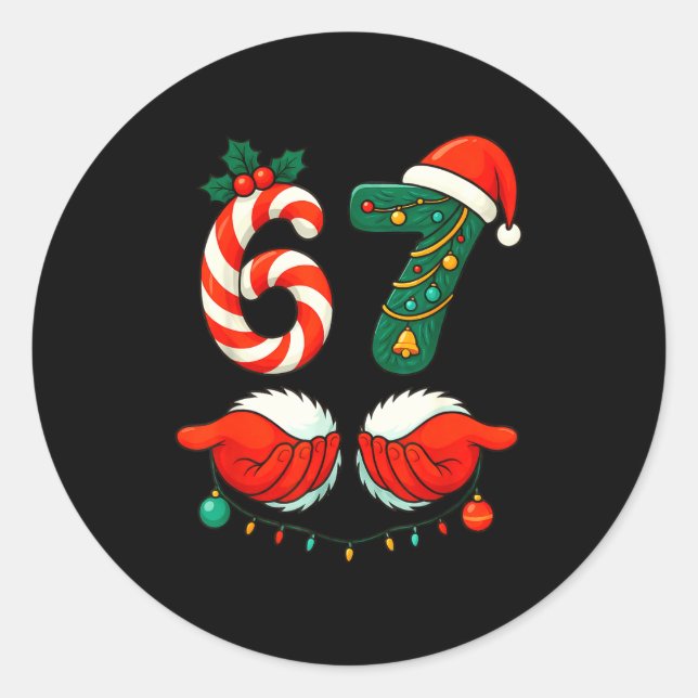 6-7 Christmas Squad Funny 67 Six Seven Meme Xmas 6 Classic Round Sticker (Front)