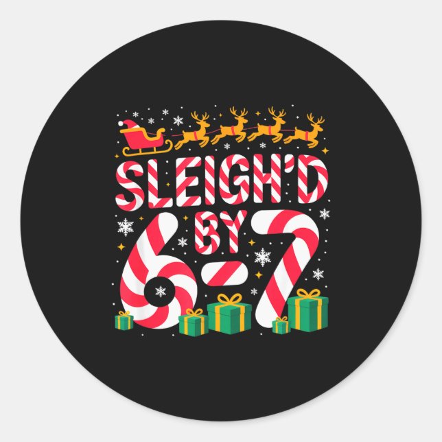 6-7 Christmas Ugly Sweater Six Seven Xmas 67 Meme  Classic Round Sticker (Front)