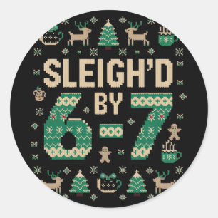 6-7 Christmas Ugly Sweater Six Seven Xmas 67 Meme Classic Round Sticker
