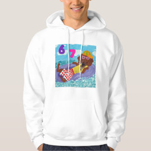 6 7 Dachshund beach bum on float Hoodie