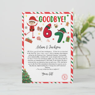 6 7 elf goodbye letter - funny elf letter - 67  invitation
