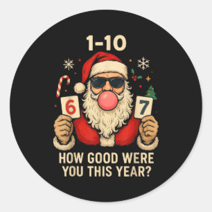 6 7 Funny Christmas Meme Six Seven Bubblegum Santa Classic Round Sticker
