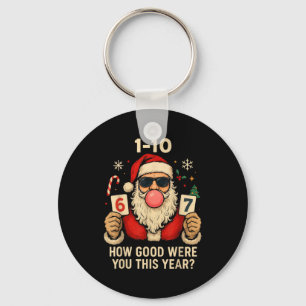 6 7 Funny Christmas Meme Six Seven Bubblegum Santa Key Ring