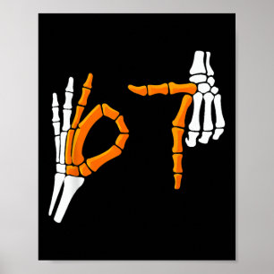 6 7 Funny Halloween 67 Costume Skeleton Hands Poster