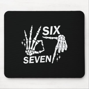 6 7 Funny Skeleton Hands, Funny Halloween T-shirt_ Mouse Mat