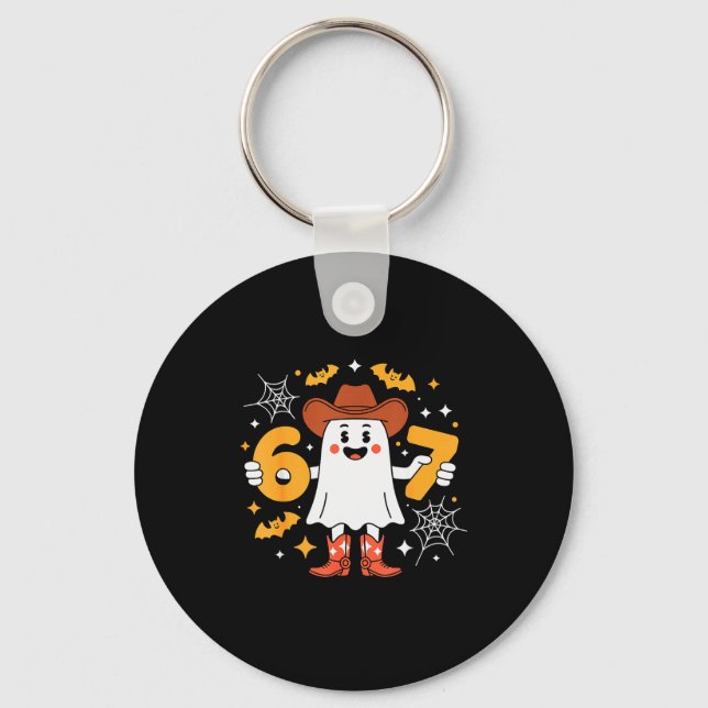 6 7 Halloween Ghost 67 Meme Gen Alpha Six Seven  Key Ring (Front)