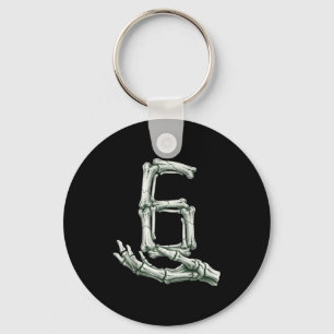 6 7 Halloween Skeleton Funny 67 Meme Gen Alpha Six Key Ring