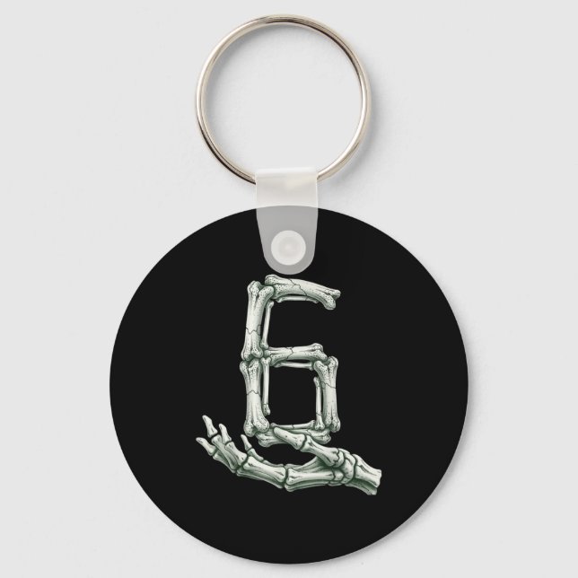 6 7 Halloween Skeleton Funny 67 Meme Gen Alpha Six Key Ring (Front)