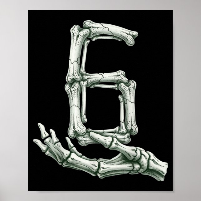 6 7 Halloween Skeleton Funny 67 Meme Gen Alpha Six Poster (Front)
