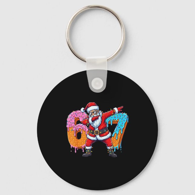 6 7 Ice Cream Drip Santa Six Seven Meme Kids 67 Ch Key Ring (Front)
