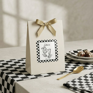 6 7 Meme Birthday Black Checkerboard Birthday Square Sticker