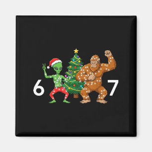 6 7 Meme Christmas Alien Sasquatch Six Seven Fun  Magnet