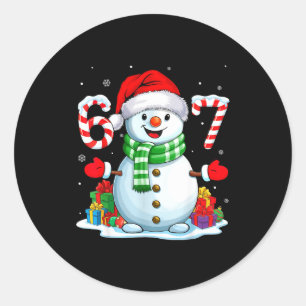 6 7 Meme Christmas Funny Snowman Six Seven 67 Men  Classic Round Sticker