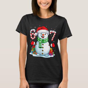 6 7 Meme Christmas Funny Snowman Six Seven 67 Men  T-Shirt