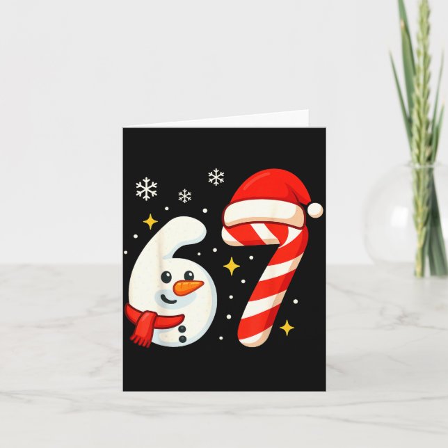 6 7 Meme Christmas Shirt 67 Six Seven Snowman Boy  Card (Front)