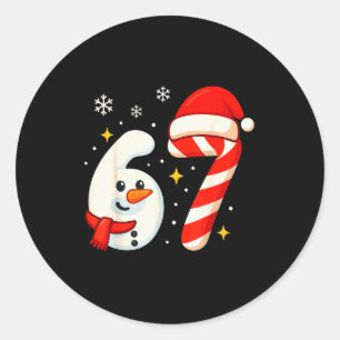 6 7 Meme Christmas Shirt 67 Six Seven Snowman Boy  Classic Round Sticker