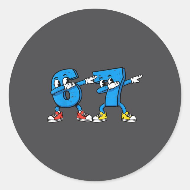 6 7 Meme Dab Numbers Classic Round Sticker (Front)